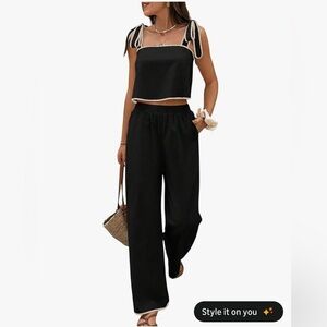 Elegant Black Set with Tie Straps